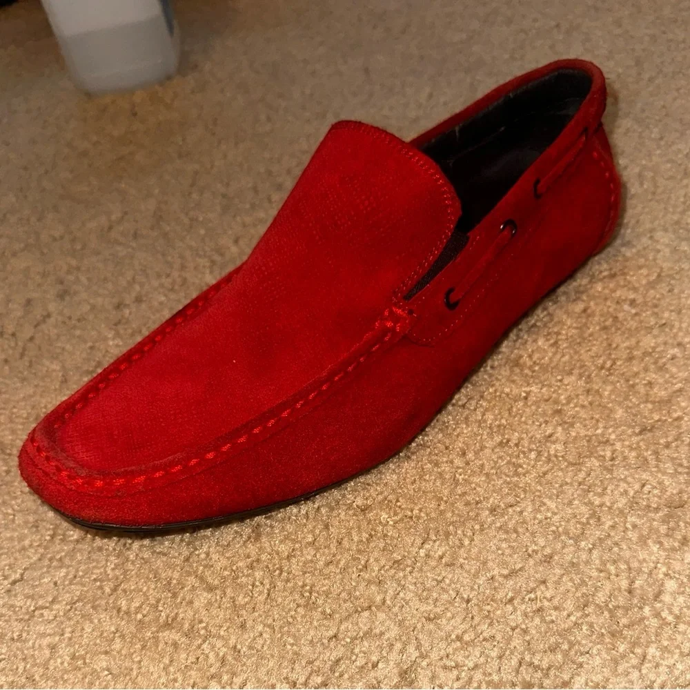Valter & Valter Men’s Red Suede Leather Casual Shoes Loafers Driving Moccasins
